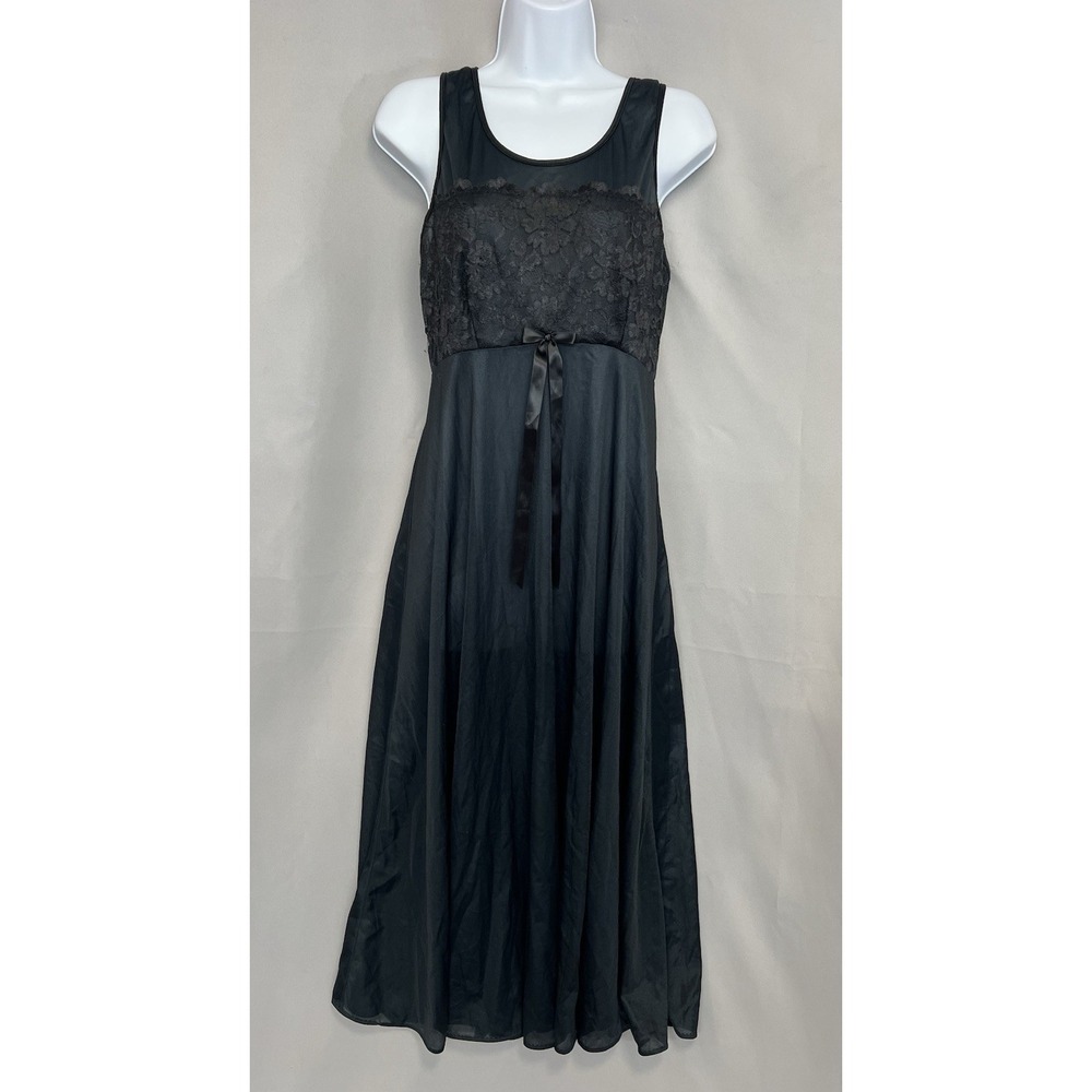 Vintage Quiet Moments Sexy Gown Nightgown Nylon Sheer Lace Women Medium USA